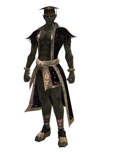 Graduation Hat on a male Orc mystic, front view