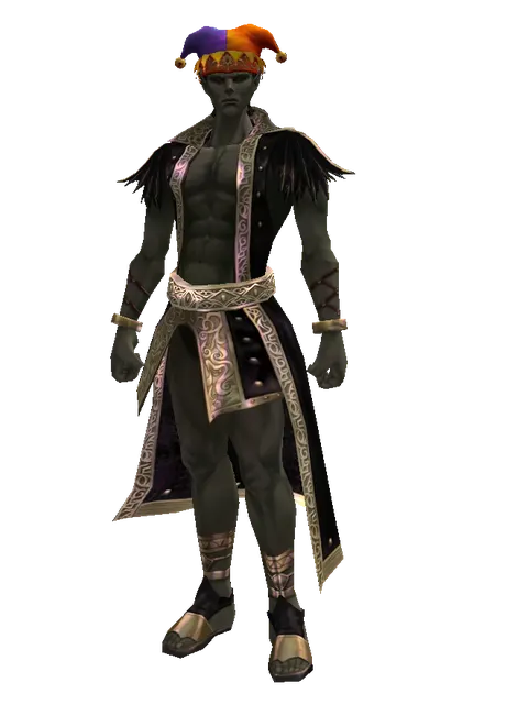 Jester Hat on a male Orc mystic, front view