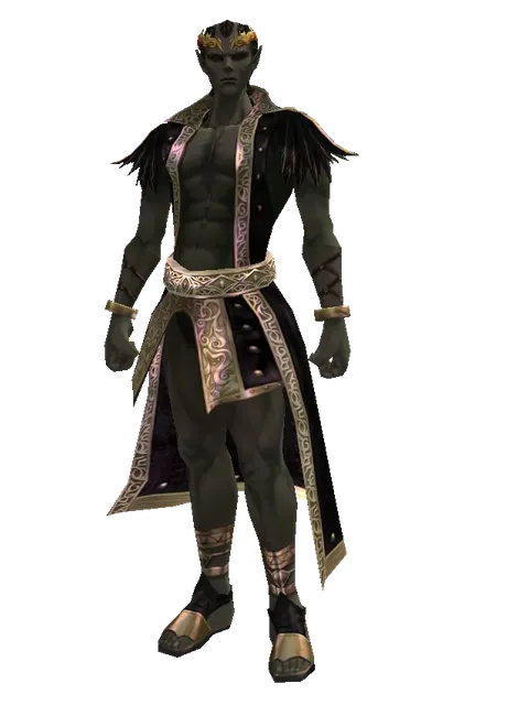 Luxurious Gold Circlet on a male Orc mystic, front view