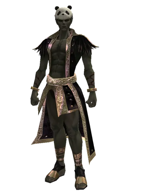 Panda Hat on a male Orc mystic, front view