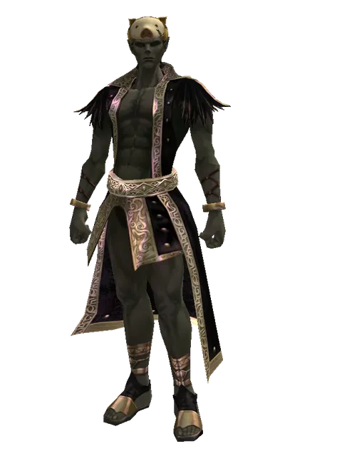Piggy Hat on a male Orc mystic, front view