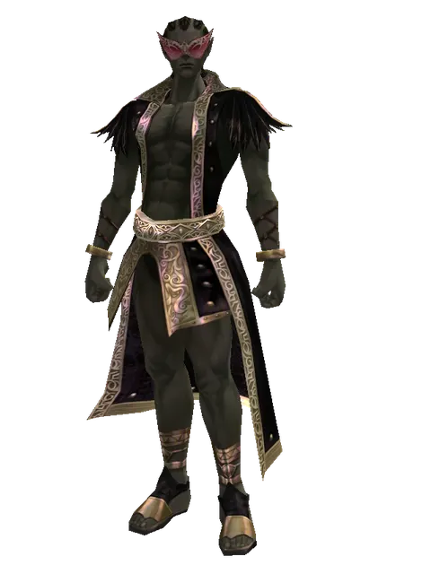 Red Party Mask on a male Orc mystic, front view