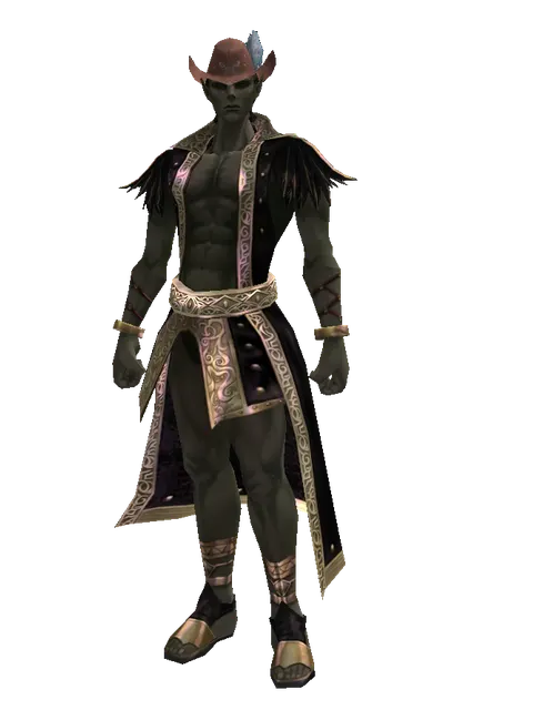 Romantic Chapeau on a male Orc mystic, front view