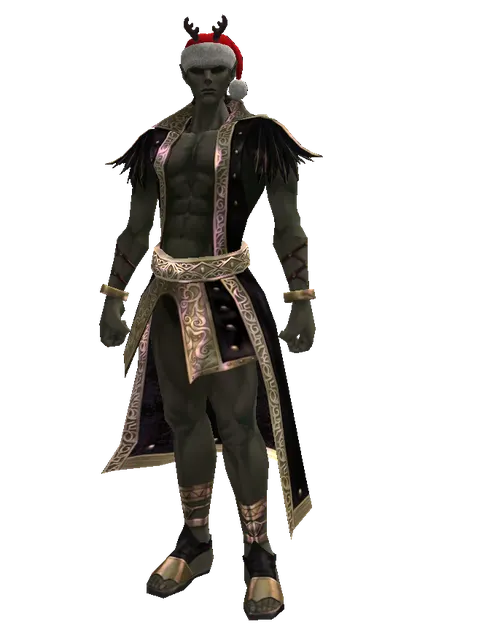 Santa's Antlers on a male Orc mystic, front view
