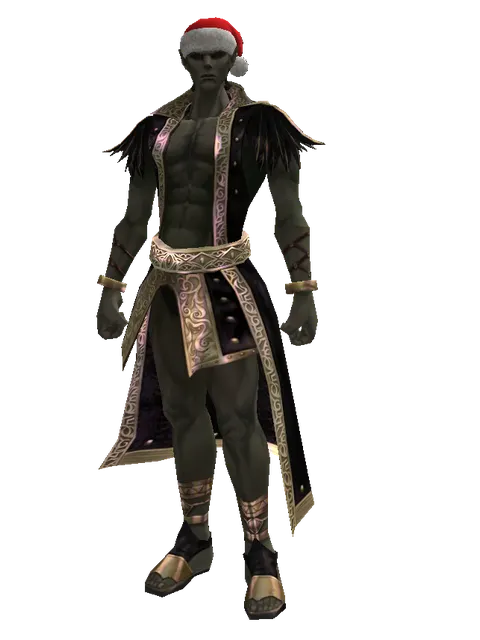 Santa's Hat on a male Orc mystic, front view