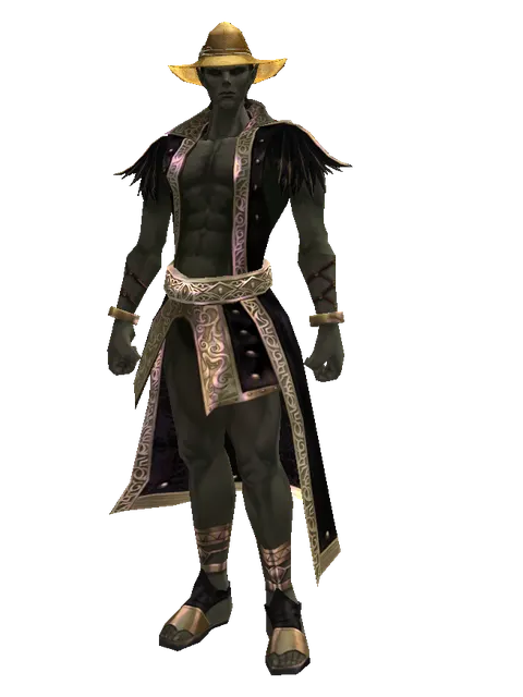 Straw Hat on a male Orc mystic, front view
