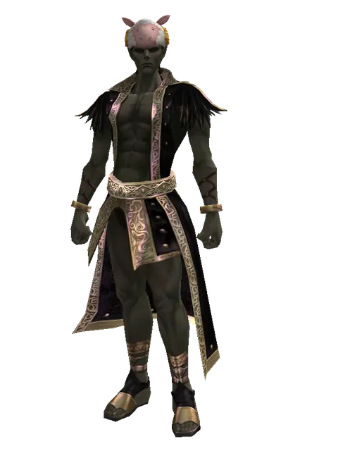 White Sheep Hat on a male Orc mystic, front view