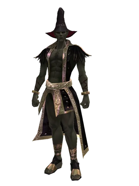 Wizard Hat on a male Orc mystic, front view