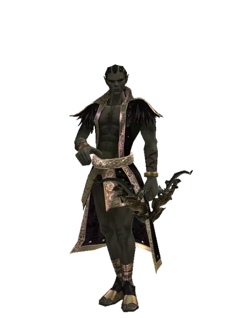 Akat Long Bow on a male Orc mystic, front view