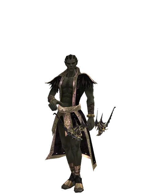 Dark Elven Long Bow on a male Orc mystic, front view