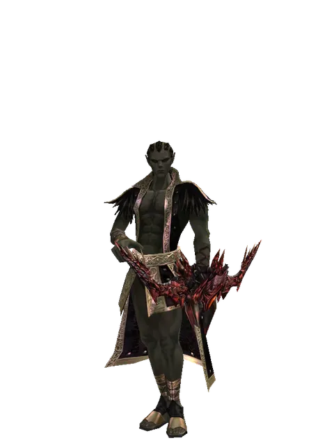 Draconic Bow on a male Orc mystic, front view