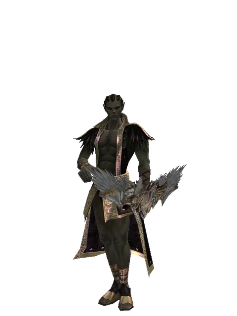 Dynasty Bow on a male Orc mystic, front view