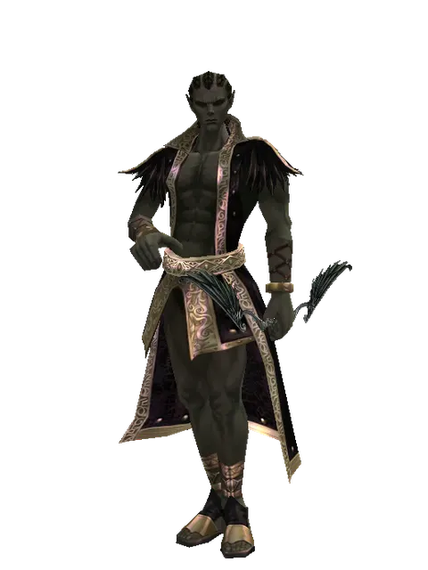 Elven Bow on a male Orc mystic, front view