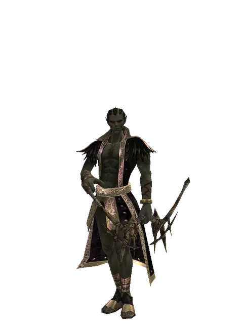 Strengthened Long Bow on a male Orc mystic, front view