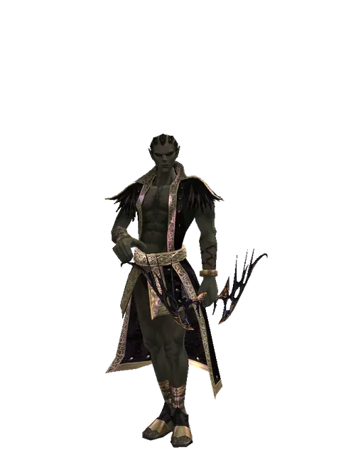 Traveler's Dark Elven Bow on a male Orc mystic, front view