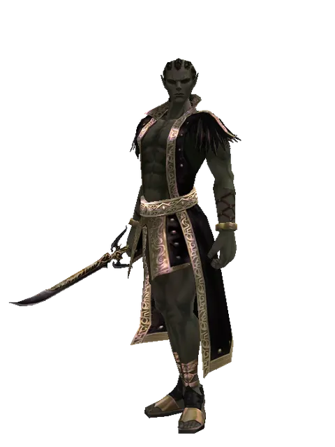 Dark Elven Dagger on a male Orc mystic, front view