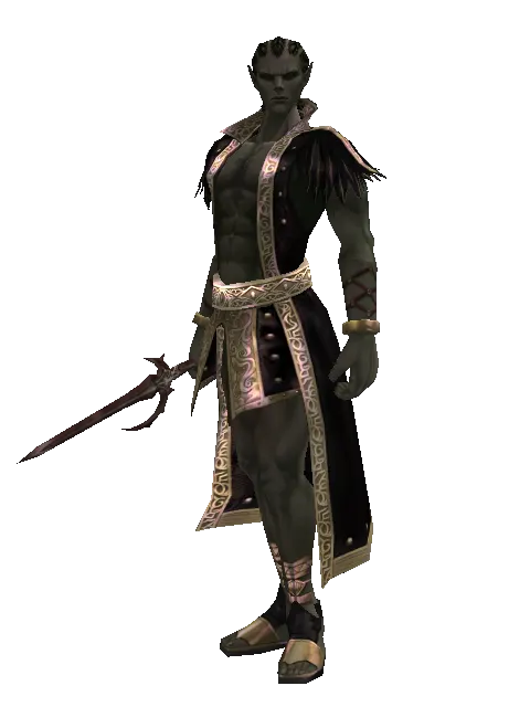Shilen Knife on a male Orc mystic, front view