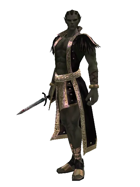Skeleton Dagger on a male Orc mystic, front view