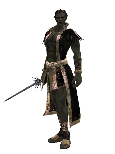 Stiletto on a male Orc mystic, front view