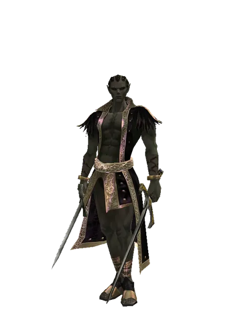 Artisan's Sword*Knight's Sword on a male Orc mystic, front view
