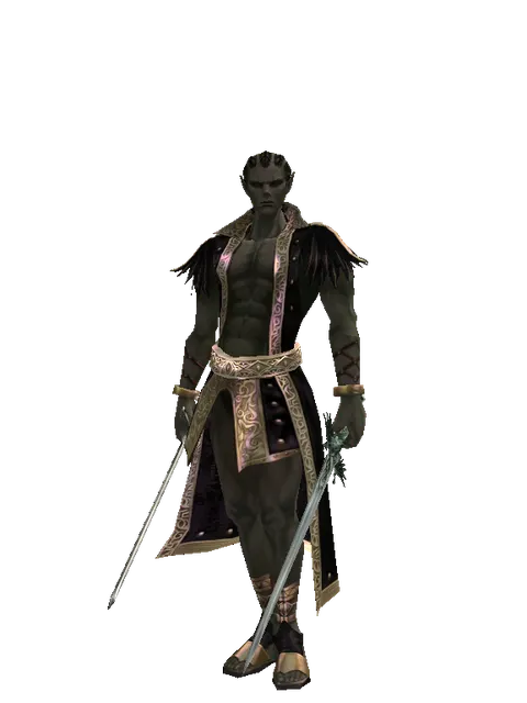 Bastard Sword*Elven Long Sword on a male Orc mystic, front view