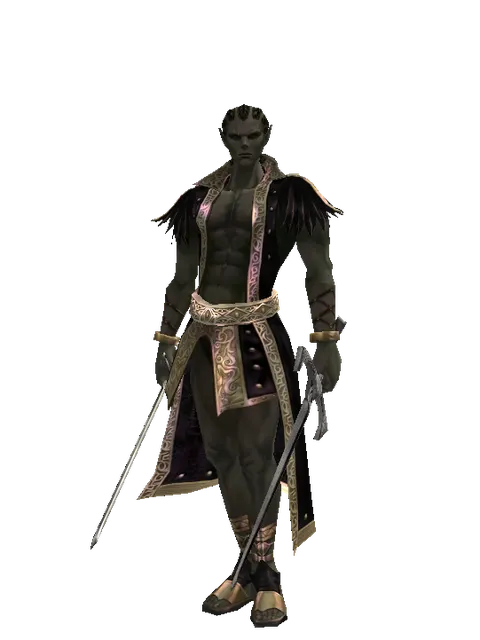 Bastard Sword*Sword of Revolution on a male Orc mystic, front view