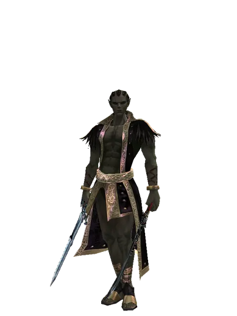 Caliburs*Samurai Long Sword on a male Orc mystic, front view