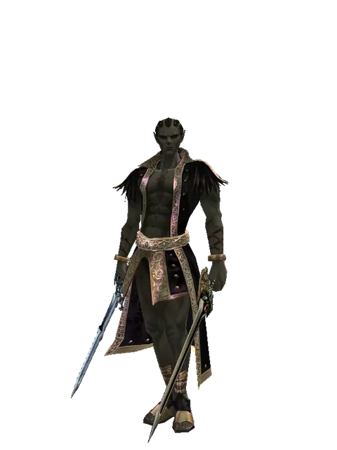 Caliburs*Sword of Delusion on a male Orc mystic, front view