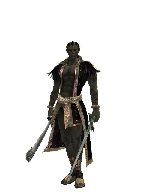 Crimson Sword*Elven Long Sword on a male Orc mystic, front view