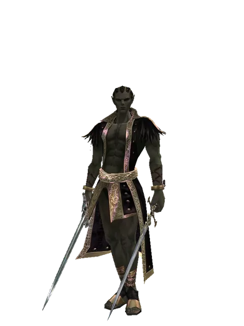 Dynasty Dual Sword on a male Orc mystic, front view