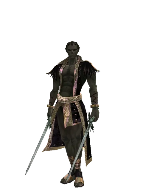 Elven Long Sword*Elven Long Sword on a male Orc mystic, front view