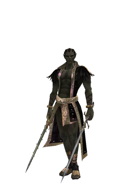 Icarus Dual Sword on a male Orc mystic, front view