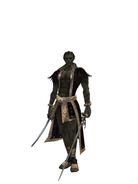 Katana*Raid Sword on a male Orc mystic, front view