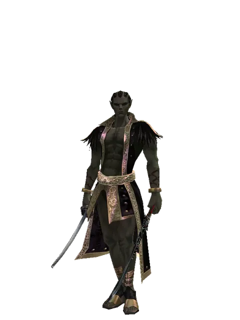 Katana*Samurai Long Sword on a male Orc mystic, front view