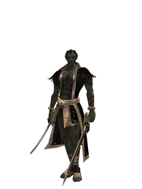 Katana*Sword of Delusion on a male Orc mystic, front view