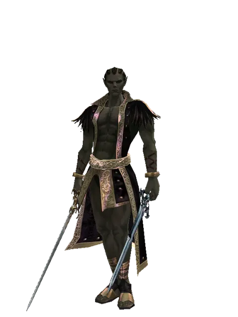 Raid Sword*Caliburs on a male Orc mystic, front view