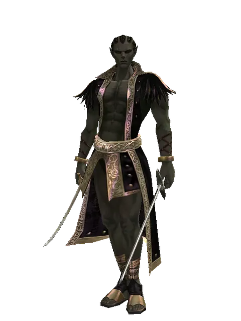 Saber*Bastard Sword on a male Orc mystic, front view