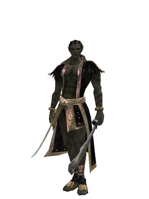 Saber*Crimson Sword on a male Orc mystic, front view