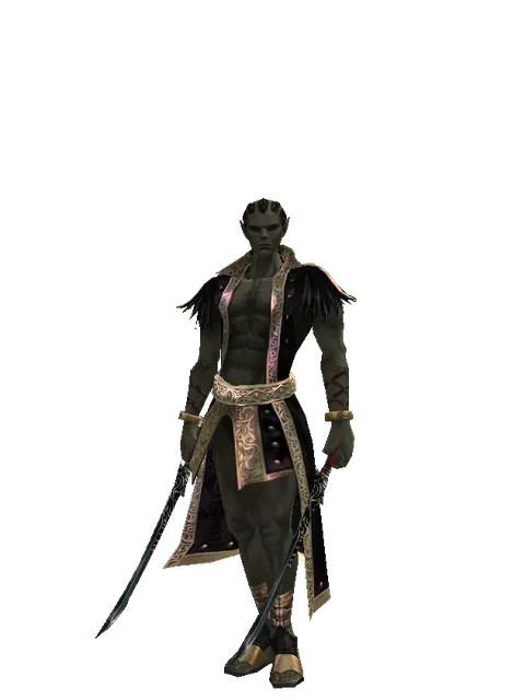 Samurai Long Sword*Samurai Long Sword on a male Orc mystic, front view