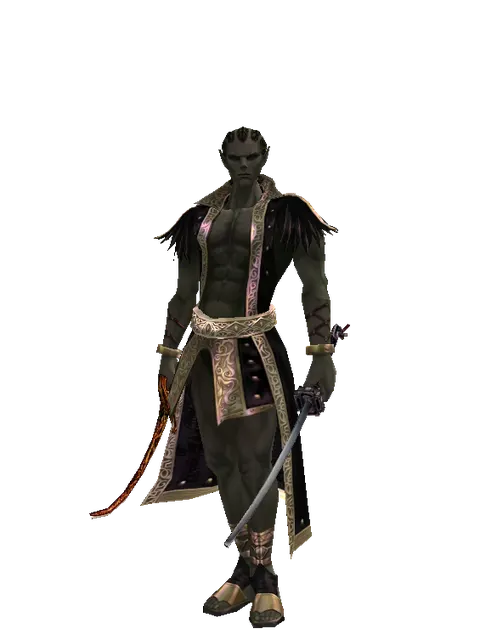 Shamshir*Katana on a male Orc mystic, front view