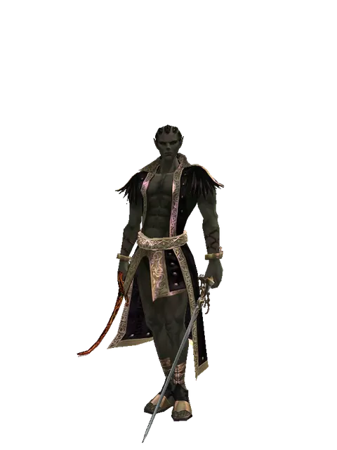 Shamshir*Raid Sword on a male Orc mystic, front view