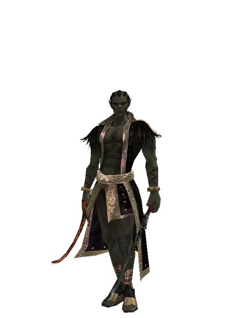 Shamshir*Samurai Long Sword on a male Orc mystic, front view