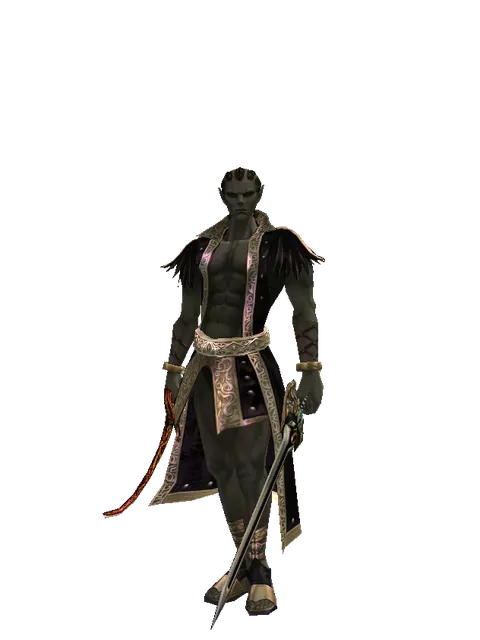 Shamshir*Sword of Delusion on a male Orc mystic, front view