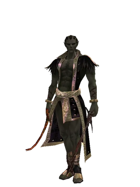 Shamshir*Sword of Nightmare on a male Orc mystic, front view