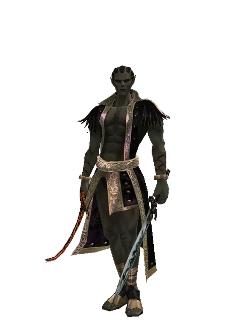 Shamshir*Tsurugi on a male Orc mystic, front view