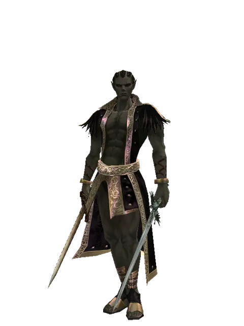 Spinebone Sword*Elven Long Sword on a male Orc mystic, front view