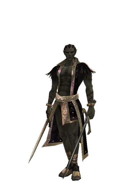 Spinebone Sword*Knight's Sword on a male Orc mystic, front view
