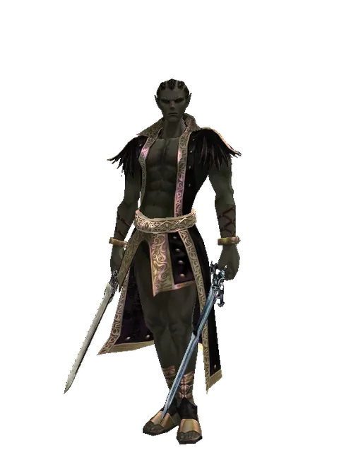 Spirit Sword*Caliburs on a male Orc mystic, front view