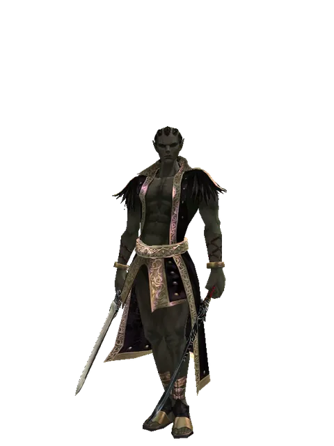Spirit Sword*Samurai Long Sword on a male Orc mystic, front view