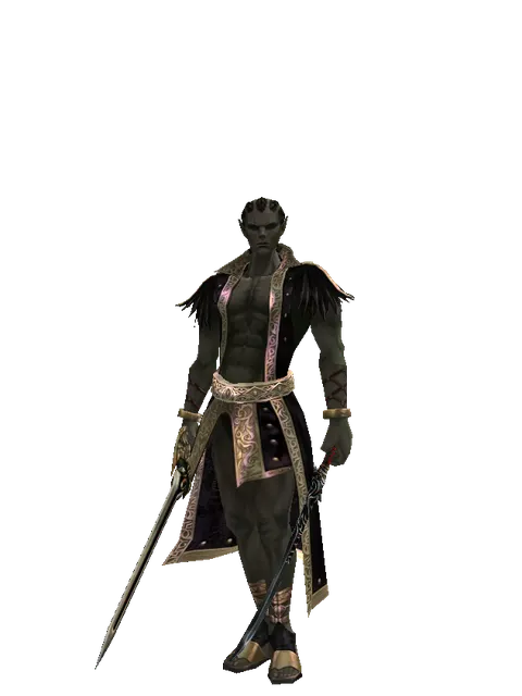Sword of Delusion*Samurai Long Sword on a male Orc mystic, front view